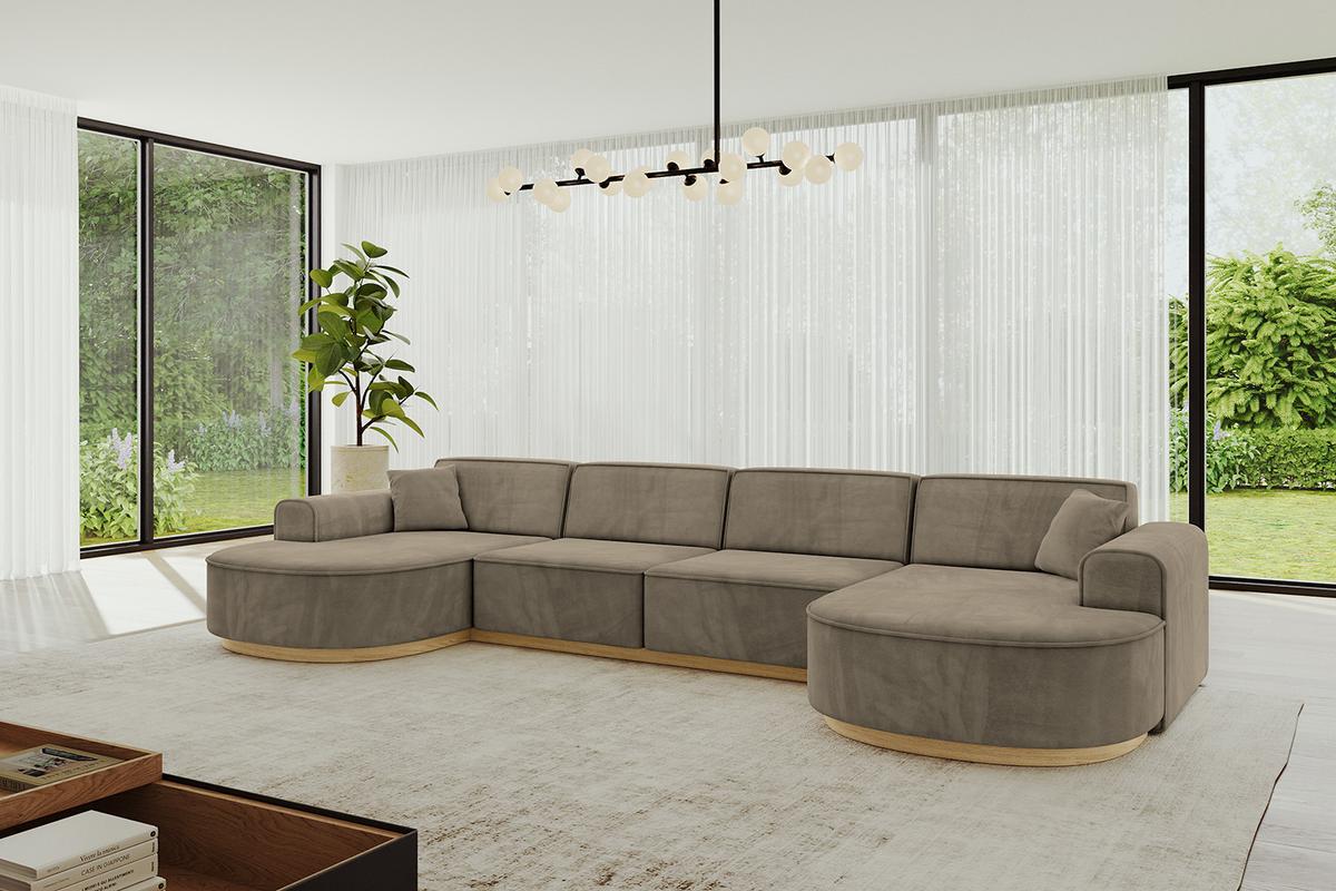 WOHNLANDSCHAFT MARI-U2-v2 - 388x171x83 cm Dunkelbraun Velours - Dunkelbraun, Holzwerkstoff/Textil (388/83/171cm) - ALTDECOR