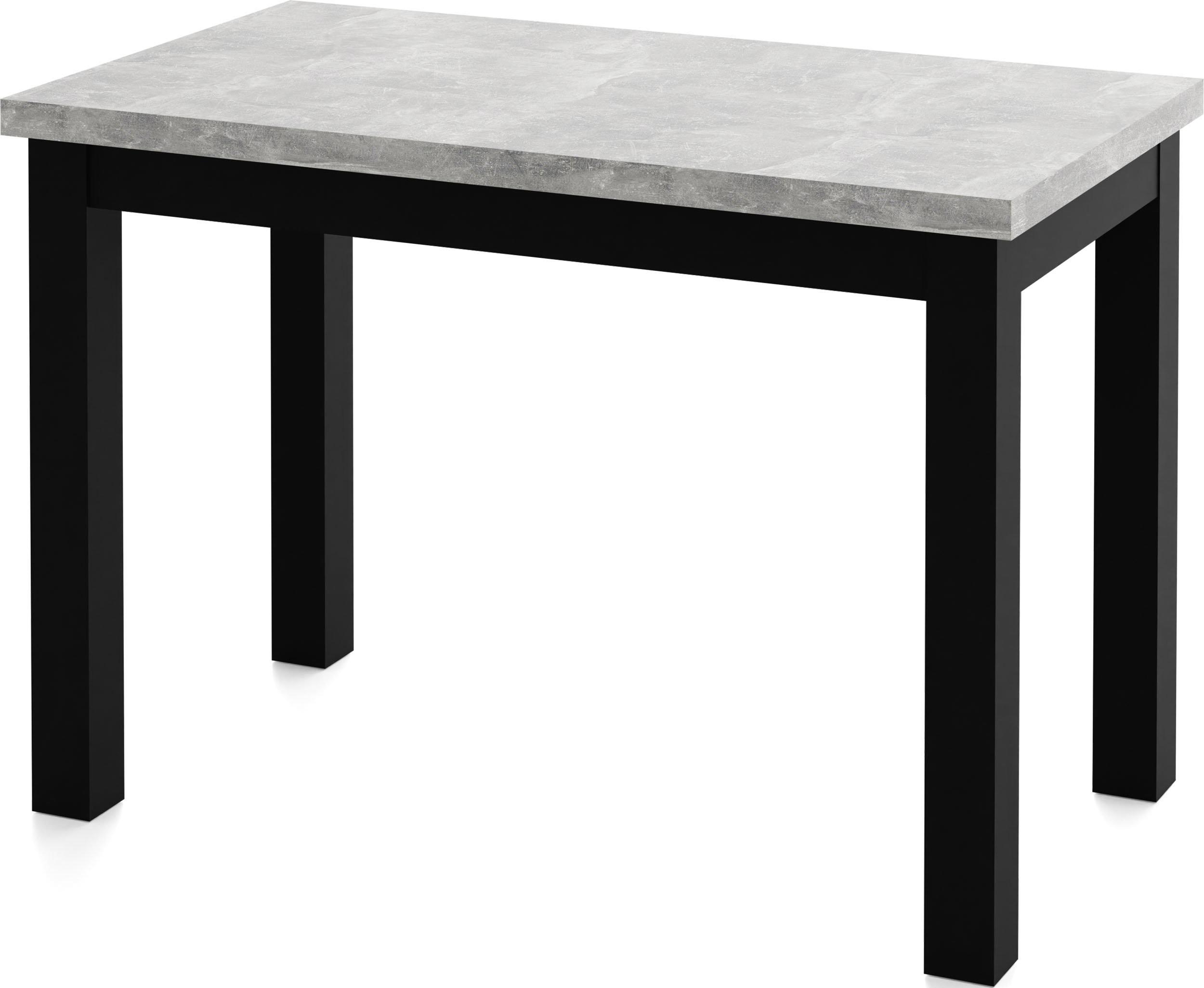 ESSTISCH Arden rechteckig, Beton Grau 100/60/73 cm - Hellgrau/Schwarz, Holz/Holzwerkstoff (60/100/73cm) - WFL GROUP