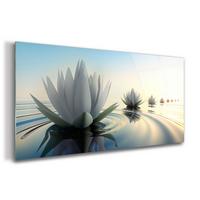 GLASBILD 100x50 cm Lotosblume - Schwarz, Glas (100/50cm) - TULUP