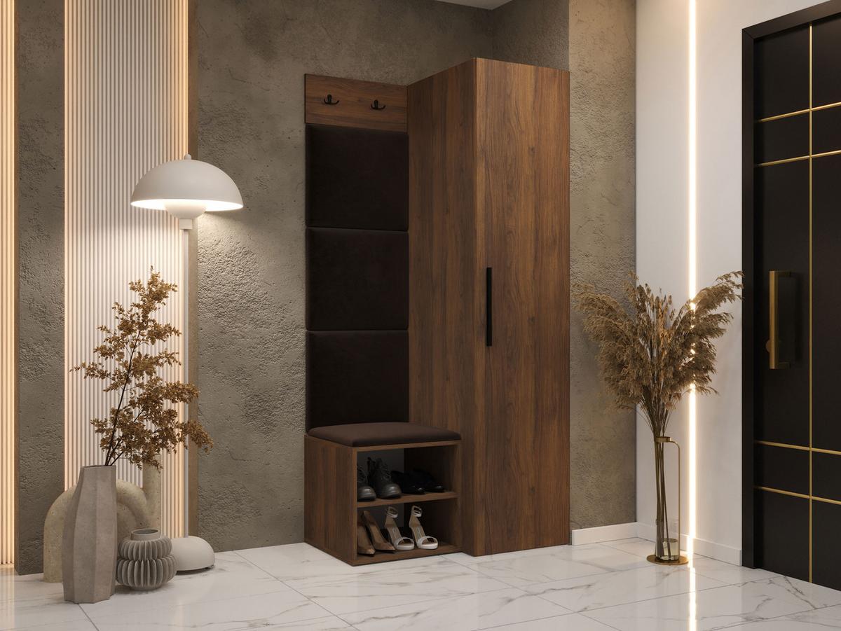 GARDEROBEN-SET Medi III - Nussbaumfarben/Schwarz, Holzwerkstoff/Kunststoff (40/191/50cm) - MIRJAN24