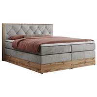 BOXSPRINGBETT VENETO KING 200/200 Hellgrau Velvet - H3 - Hellgrau, Holz/Textil (200/200cm) - MKS