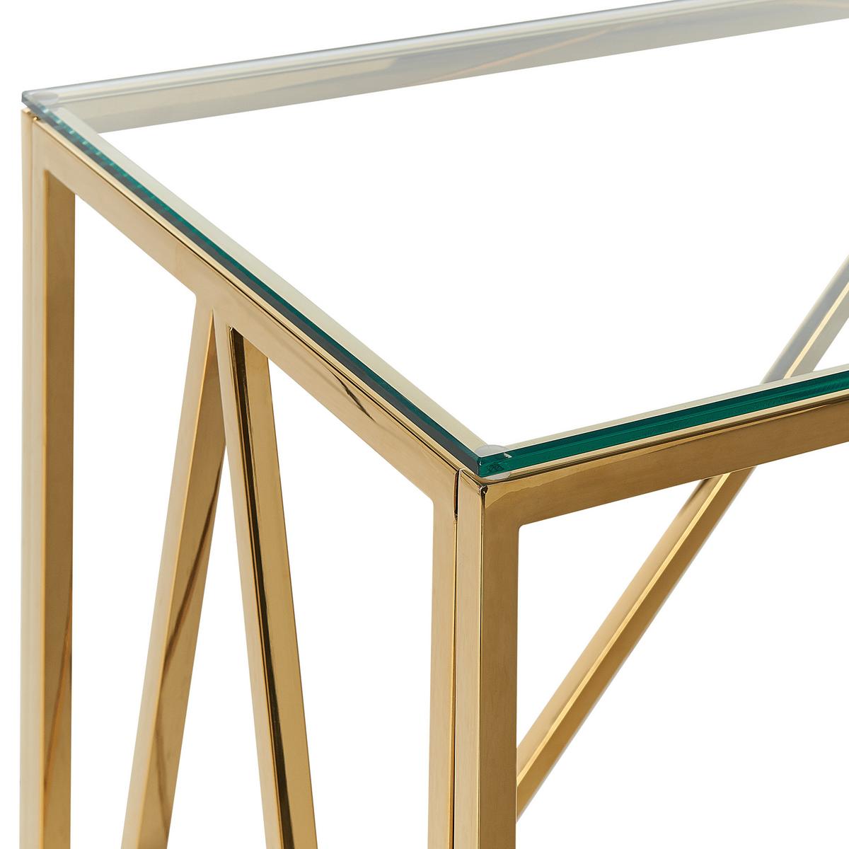 KONSOLENTISCH Glas transparent/gold Weso - Transparent/Goldfarben, Glas (40/120/78cm) - Beliani
