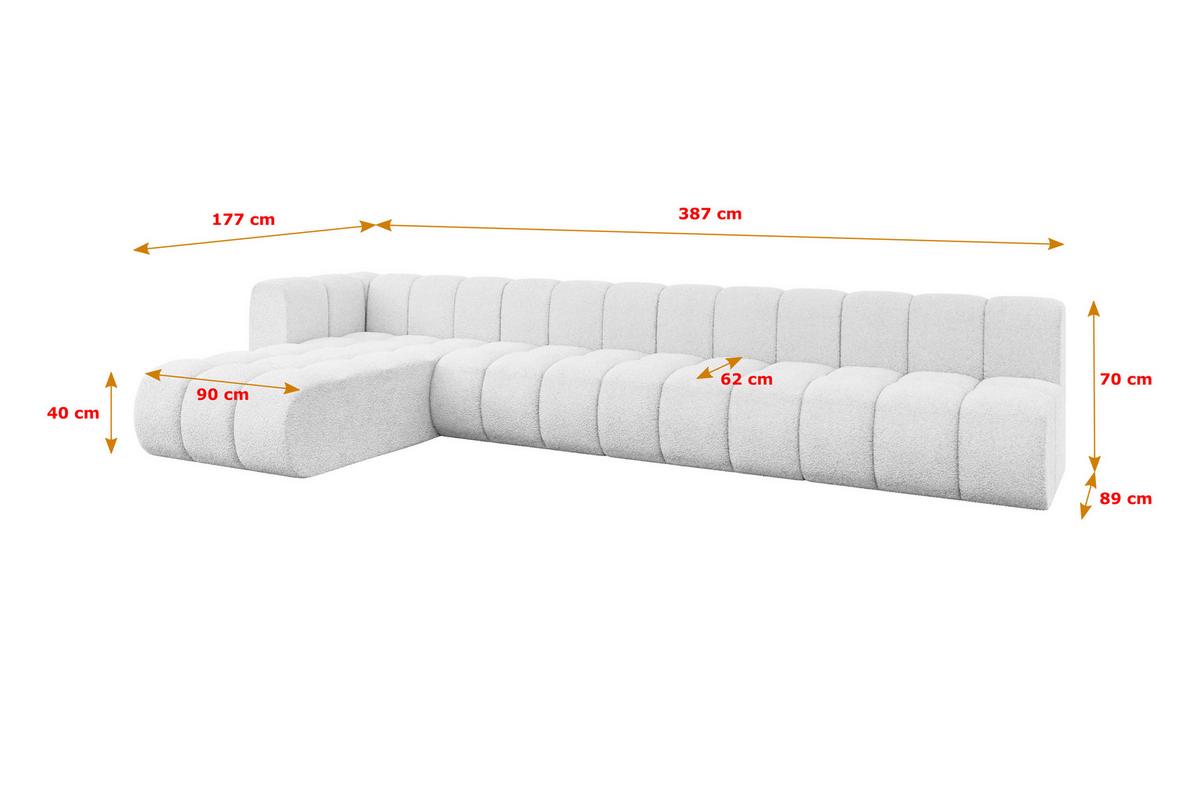 ECKSOFA modulares Sofa Darnel-L3 - 387x177x70 cm Weiß - Weiß, Holzwerkstoff/Textil (387/177cm) - ALTDECOR