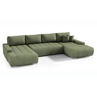 WOHNLANDSCHAFT Draco U grün - Chromfarben/Grün, Textil/Metall (350/85/185cm) - Beautysofa