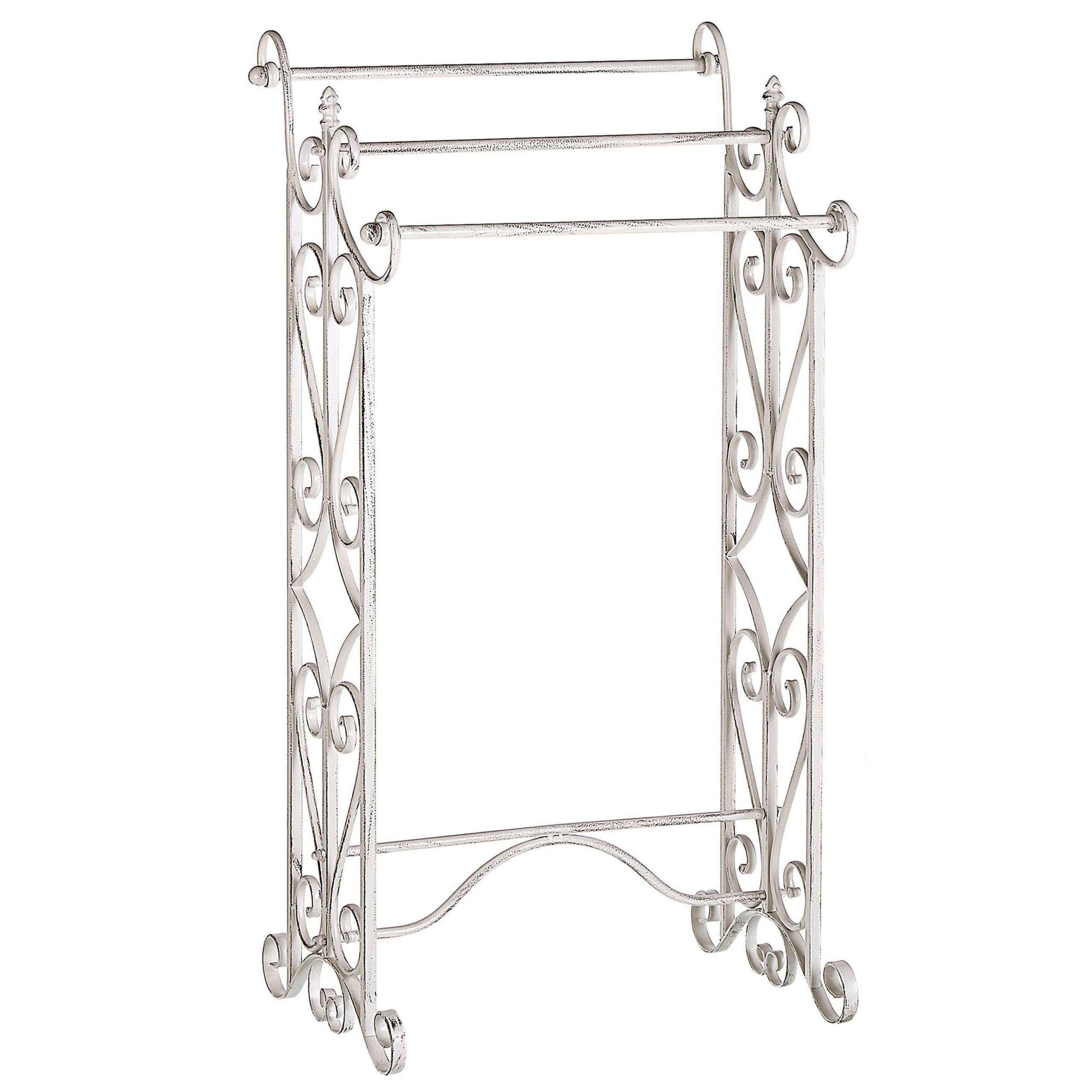 HANDTUCHSTÄNDER Antik Optik weiß 45 x 90 cm Chillan - Weiß, Metall (27/90/34cm) - Beliani