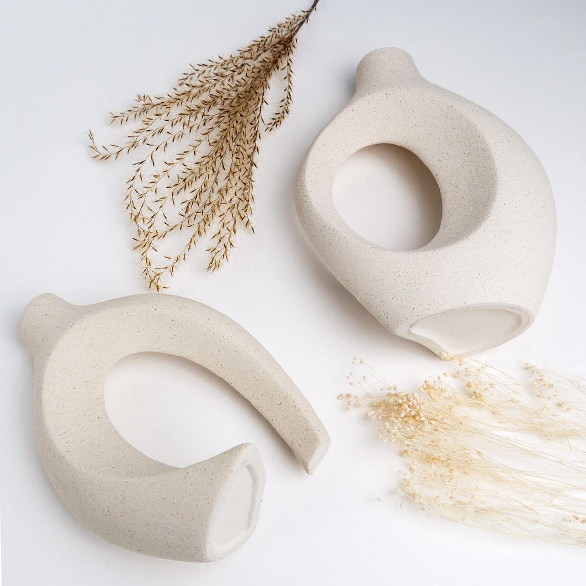 KERAMIK VASE (2er-Set) - Weiß, Keramik (22cm) - Intirilife