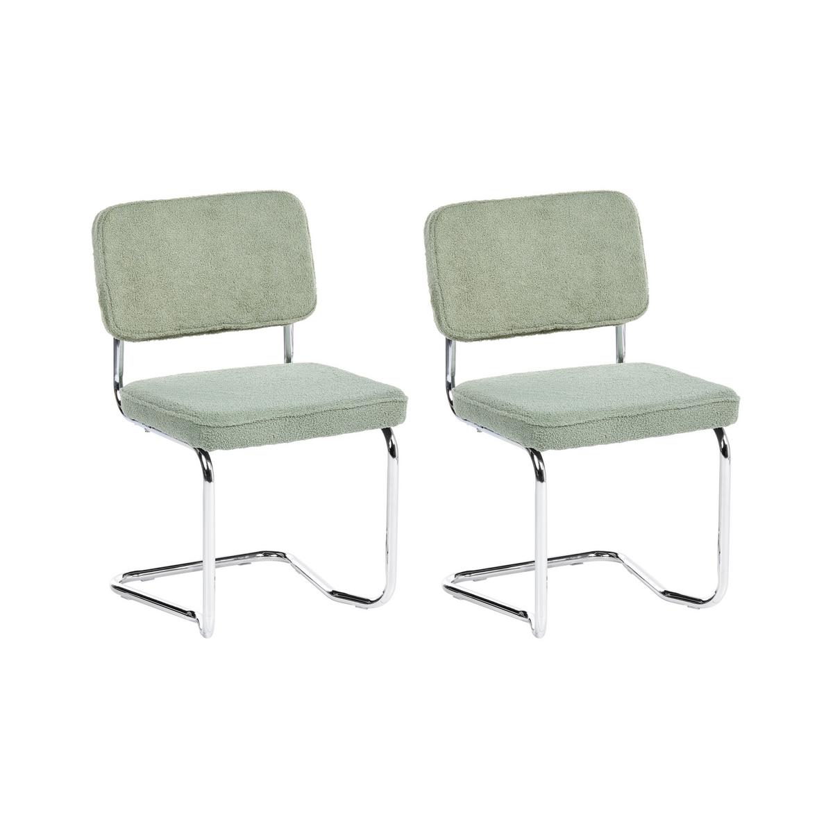 ESSZIMMERSTUHL 2er-Set Bouclé Hellgrün Irwin - Hellgrün, Textil (50/85/53cm) - Beliani