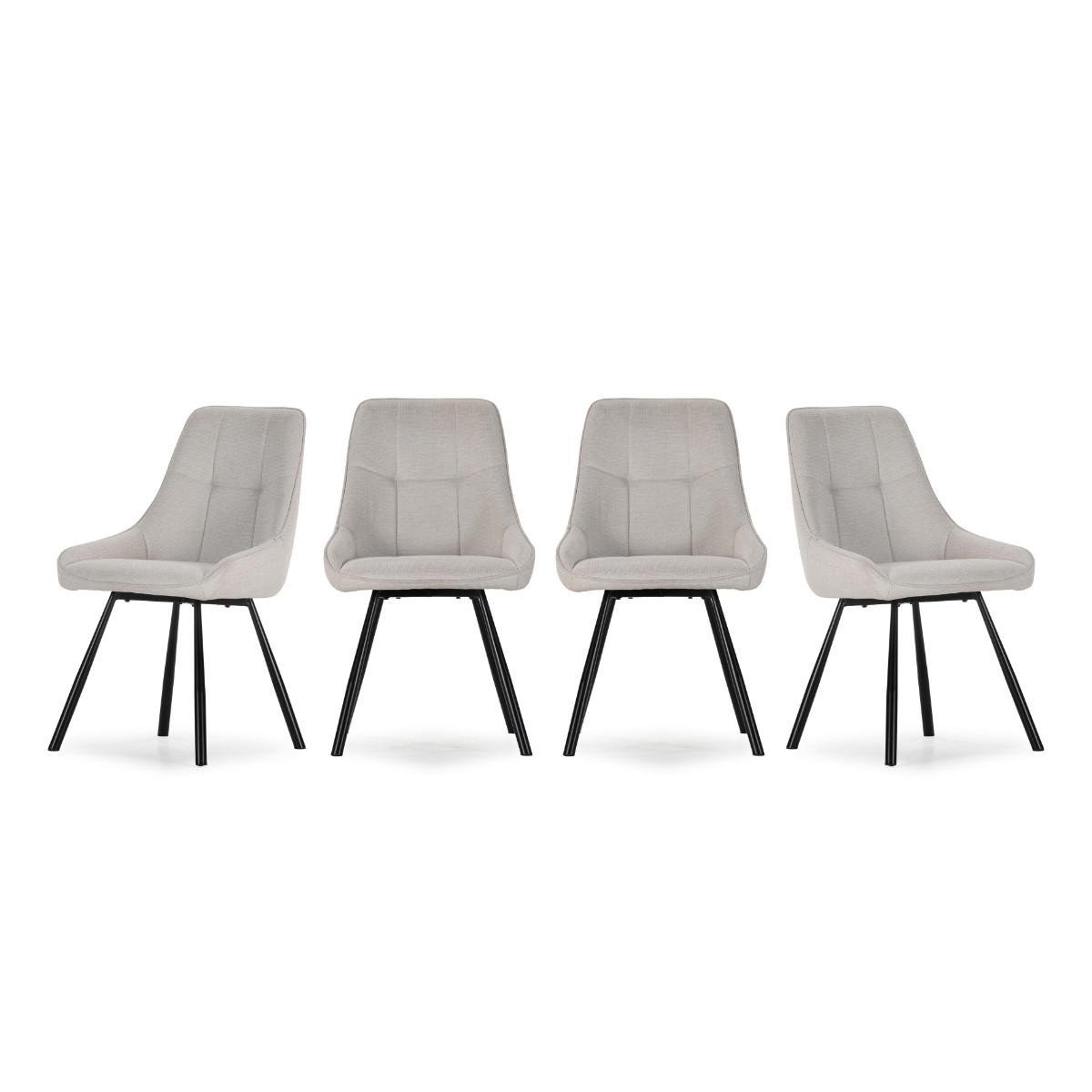 STÜHLE 4er-Set aus Stoff mit Metallbeinen 59/85,5/51,5 cm - Beige, Textil (59/85.5/54cm) - Calicosy