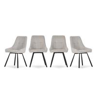 STÜHLE 4er-Set aus Stoff mit Metallbeinen 59/85,5/51,5 cm - Beige, Textil (59/85.5/54cm) - Calicosy
