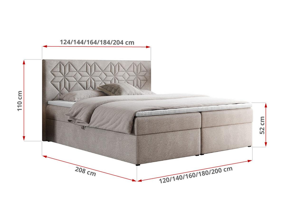 BOXBETT LEILA 120/200 Beige Struktur - H3 - Beige, Holz/Textil (120/200cm) - MKS