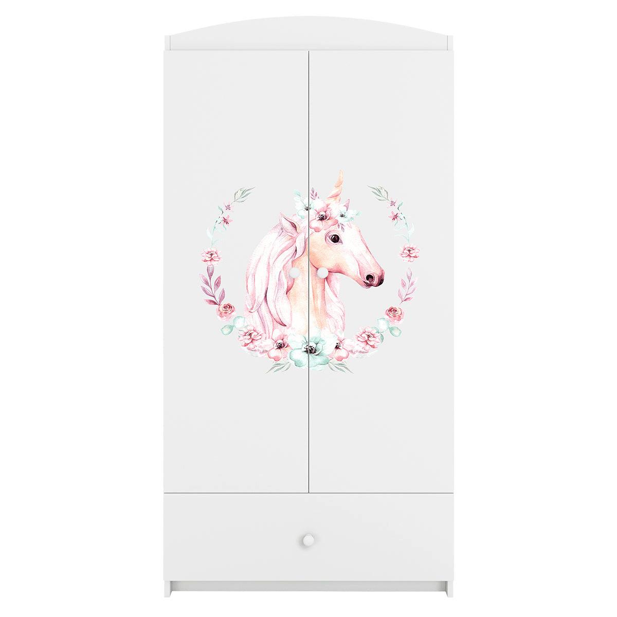 BABYKLEIDERSCHRANK 2 Türen Weiß - Hellrosa/Weiß, Holzwerkstoff (90/187/57cm) - Petits-meubles