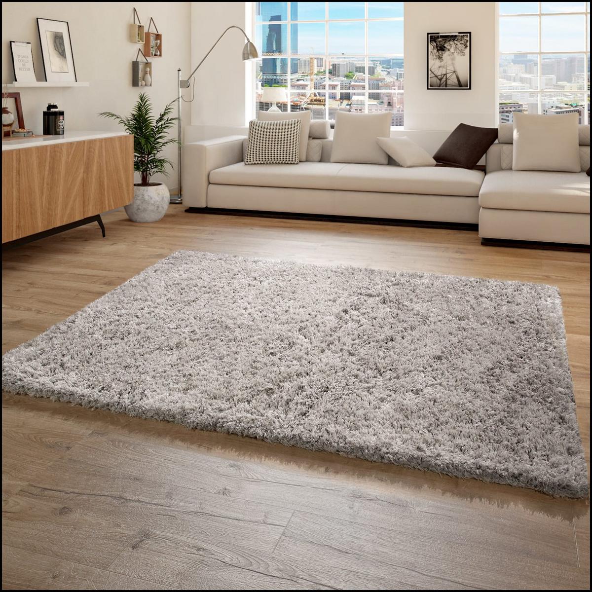 HOCHFLORTEPPICH, einfarbig, Florhöhe 70 mm, Grau, 120 x 160 cm - Grau, Textil (160/120cm) - KADIMA DESIGN