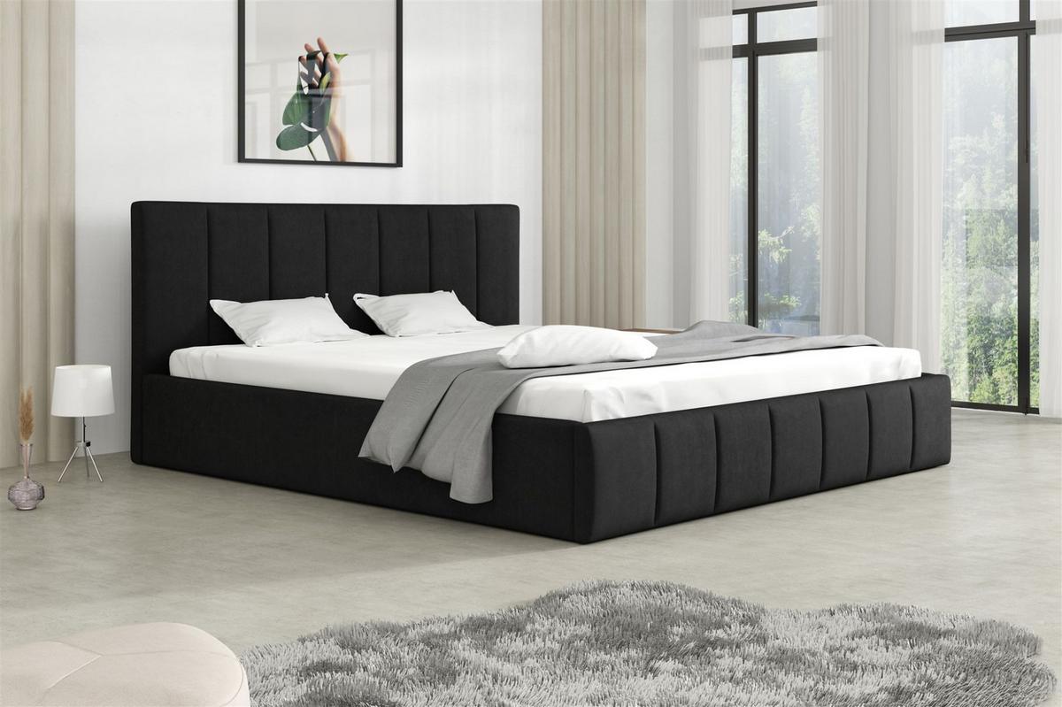 POLSTERBETT Detroit Komplettset - Schwarz, Holzwerkstoff/Textil (180/200cm) - Fun Möbel