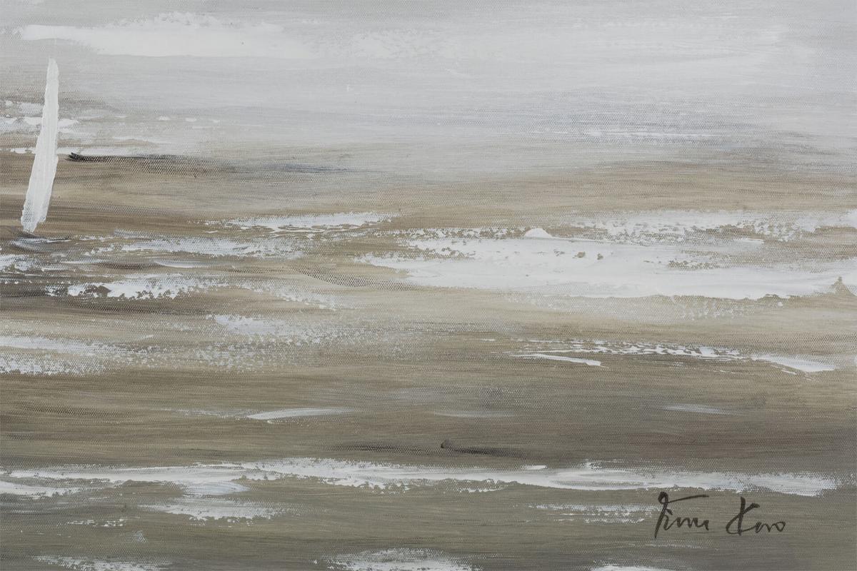 ACRYLBILD HANDGEMALT 60/90 cm - Goldfarben/Grau, Holz/Textil (60/90cm) - KUNSTLOFT