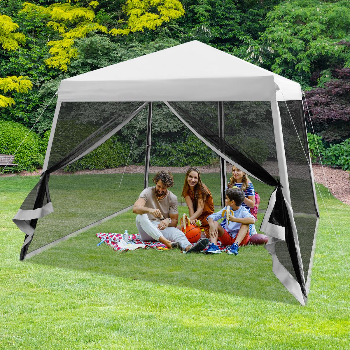 PAVILLON 3x3 m Grau - Grau, Kunststoff (300/255/300cm) - COSTWAY
