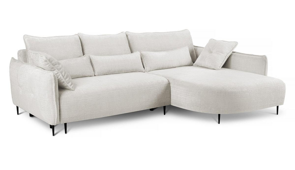 ECKSOFA Oblivio Cremeweiß Chenille - Creme/Schwarz, Textil/Metall (285/200cm) - Selsey