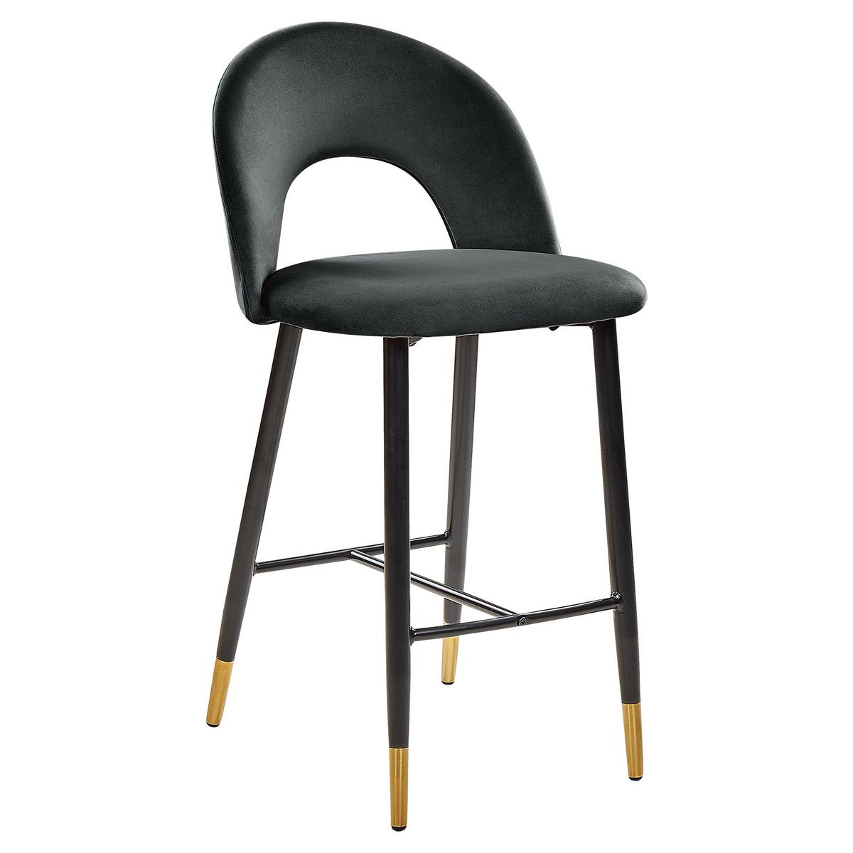 BARSTUHL 2er-Set Samtstoff Schwarz Falton - Schwarz, Textil/Metall (48/98/49cm) - Beliani