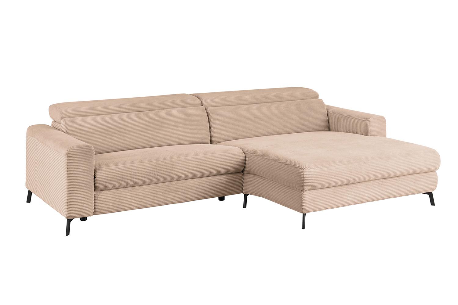 ECKSOFA LAISKA Taupe Cord - Taupe/Schwarz, Textil/Metall (282/177cm) - KAWOLA