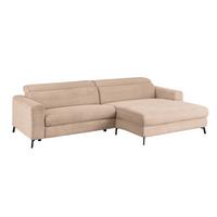 ECKSOFA LAISKA Taupe Cord - Taupe/Schwarz, Textil/Metall (282/177cm) - KAWOLA