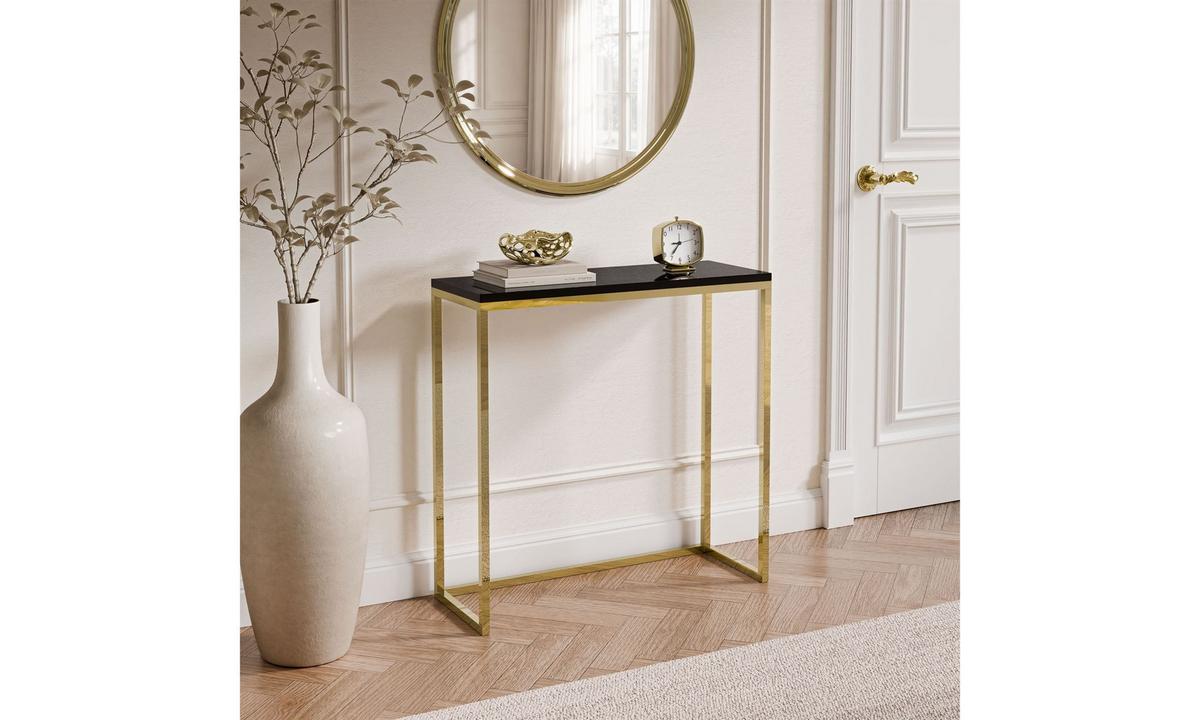 KONSOLE MODERN II 80/30/80 cm Goldchrom/Schwarz Hochglanz - Goldfarben/Schwarz, Holzwerkstoff/Metall (80/80/30cm) - Lookway