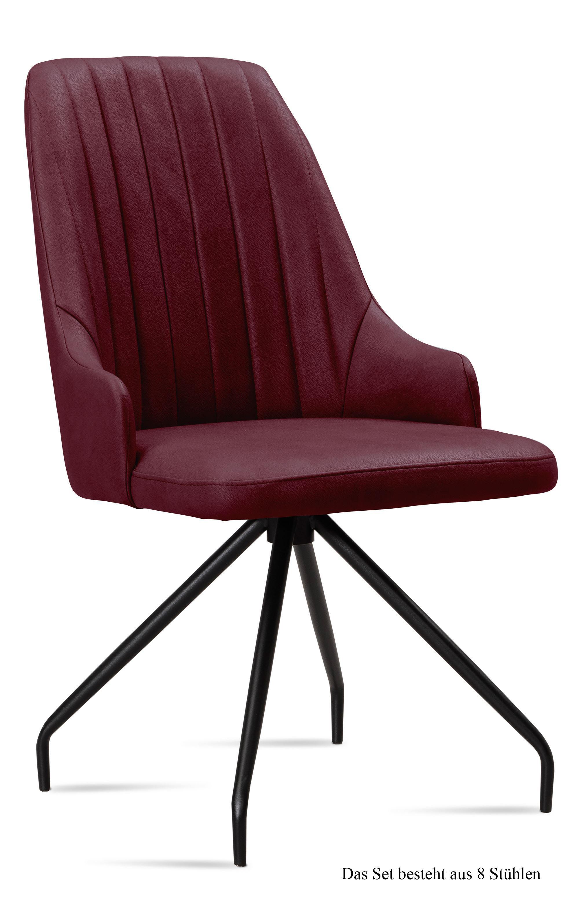 ESSZIMMERSTUHL (8er-Set) Dilara 52x91x60 Schwarz/Marsala - Brombeere/Schwarz, Kunststoff (60/91/52cm) - 58aufmkessel