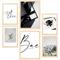 POSTER Set Mit 6 Mode Luxus A3 & A4 Rahmen Aus Hellem Holz - Beige, Papier (29/3cm) - Nacnic