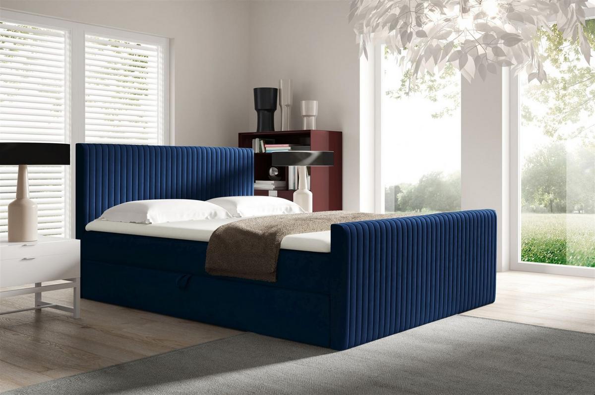 BOXBETT Adrien In Fresh - Dunkelblau, Holzwerkstoff/Textil (160/200cm) - Fun Möbel