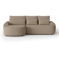 ECKSCHLAFSOFA Olivio L Hellbraun, links - Hellbraun/Schwarz, Kunststoff/Textil (266/170cm) - Beautysofa