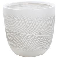 BLUMENTOPF cremeweiß rund 42/42/40 cm Ftero - Weiß, Naturmaterialien (40cm) - Beliani
