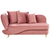 CHAISELONGUE-LINKSSEITIGE Rosa Meri - Pink/Braun, Textil (155/76/69cm) - Beliani