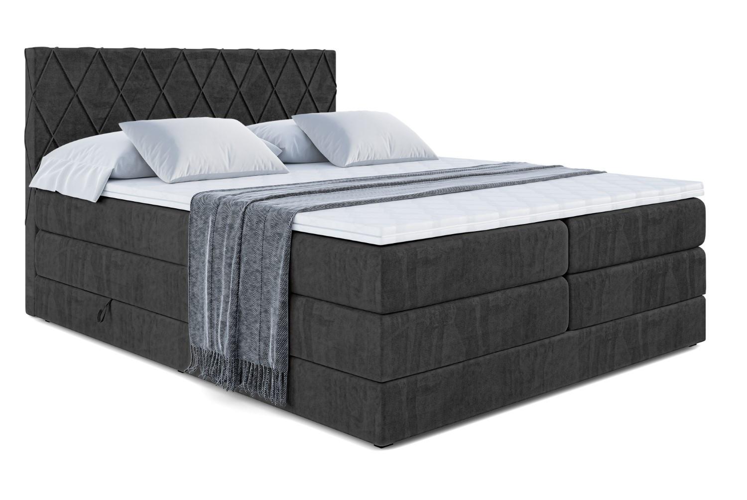 BOXSPRINGBETT LEPARO KING - 140 x 200 - H3/H4 - Schwarz - Schwarz, Holzwerkstoff (140/200cm) - ALTDECOR