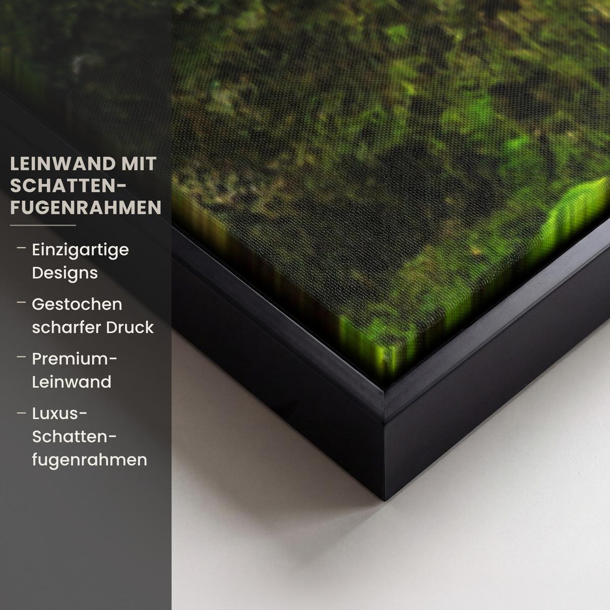 LEINWAND Bilder mit Rahmen - Dschungel - Wasserfall - Australien - Pflanzen - Natur - 80x120 - Dunkelgrün, Textil (80/120cm) - MuchoWow