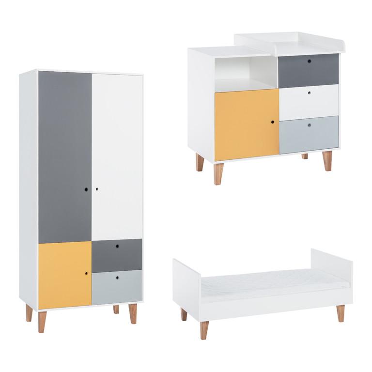 BABYZIMMER 3-teilig gelb - Gelb, Holzwerkstoff (144.5/97/75cm) - Petits-meubles