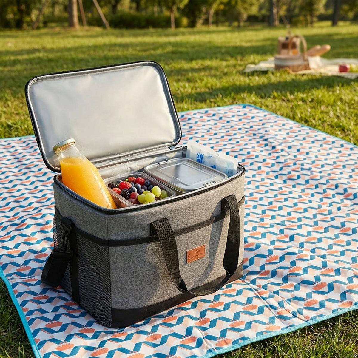 KÜHLTASCHE Thermotasche - Grau, Textil (22/24/29cm) - Intirilife