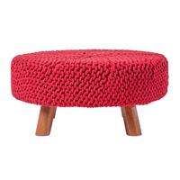 STRICK-HOCKER rot, rund 62/62/30 cm - Rot, Textil (62/30/62cm) - Homescapes