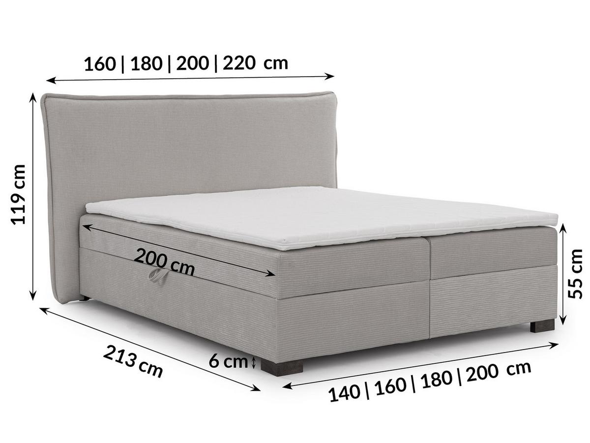 BOXBETT Lovetti, Strukturstoff mit Cordoptik, H3 - Dunkelbraun/Hellgrau, Holz/Kunststoff (140/200cm) - S-Style Möbel