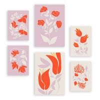 POSTER Set Mit 6 Großartige Blom In Blume Zusammenfassung Ästhetische Dekorative Gemälde Für Ihr Wohnzimmer, Schlafzimmer, Zuhause A3 & A4 Rahmenlos - Klar, Papier (29/3cm) - Nacnic