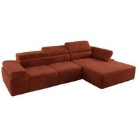 ECKSOFA RILASSO L Orange Plüsch - rechts - Schwarz/Orange, Kunststoff/Textil (174/296cm) - MKS