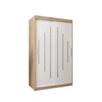 SCHWEBETÜRENSCHRANK 200/120/62 2-türig - Silberfarben/Weiß, Holz/Kunststoff (120/200/62cm) - Abiks Möbel