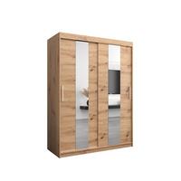 SCHWEBETÜRENSCHRANK 200/150/62 2-türig - Silberfarben/Eiche Artisan, Holz/Kunststoff (150/200/62cm) - MÖBEL KRYSPOL