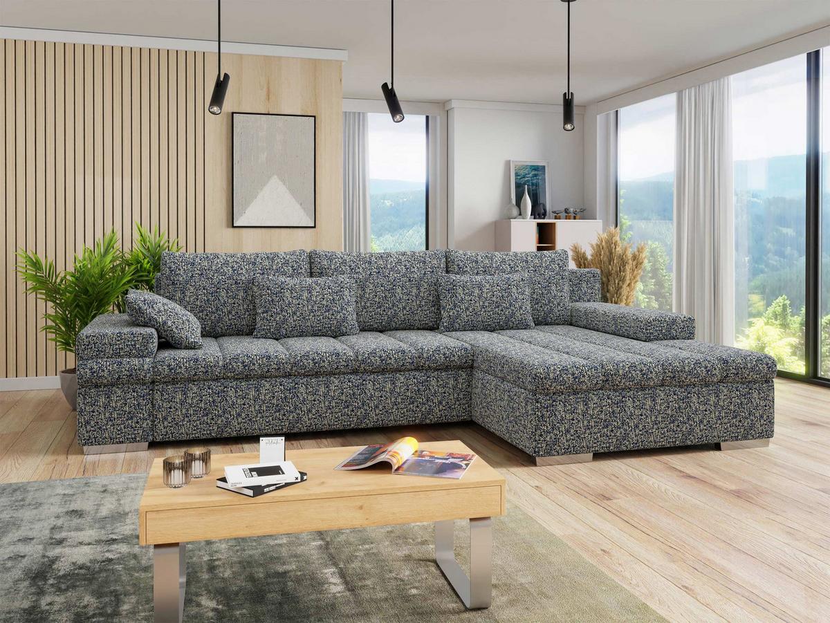 ECKSOFA Bangkok Premium, Seite: Rechts - Silberfarben/Multicolor, Holz/Textil (310/175cm) - MIRJAN24