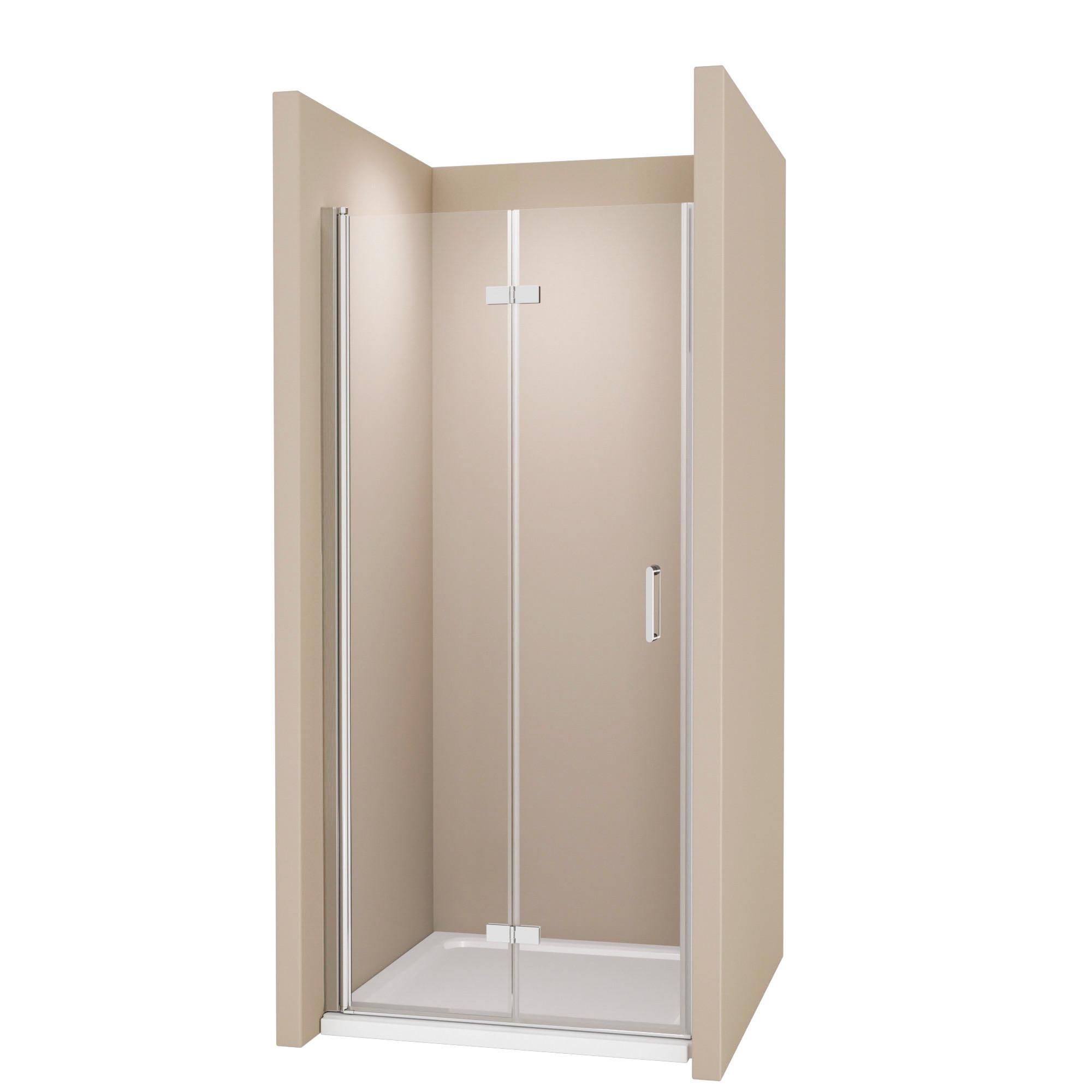 DUSCHKABINE für Nische Drehfalttür Profil Chrom Klarglas 80/195 cm - Chromfarben, Glas (80/195cm) - EMKE