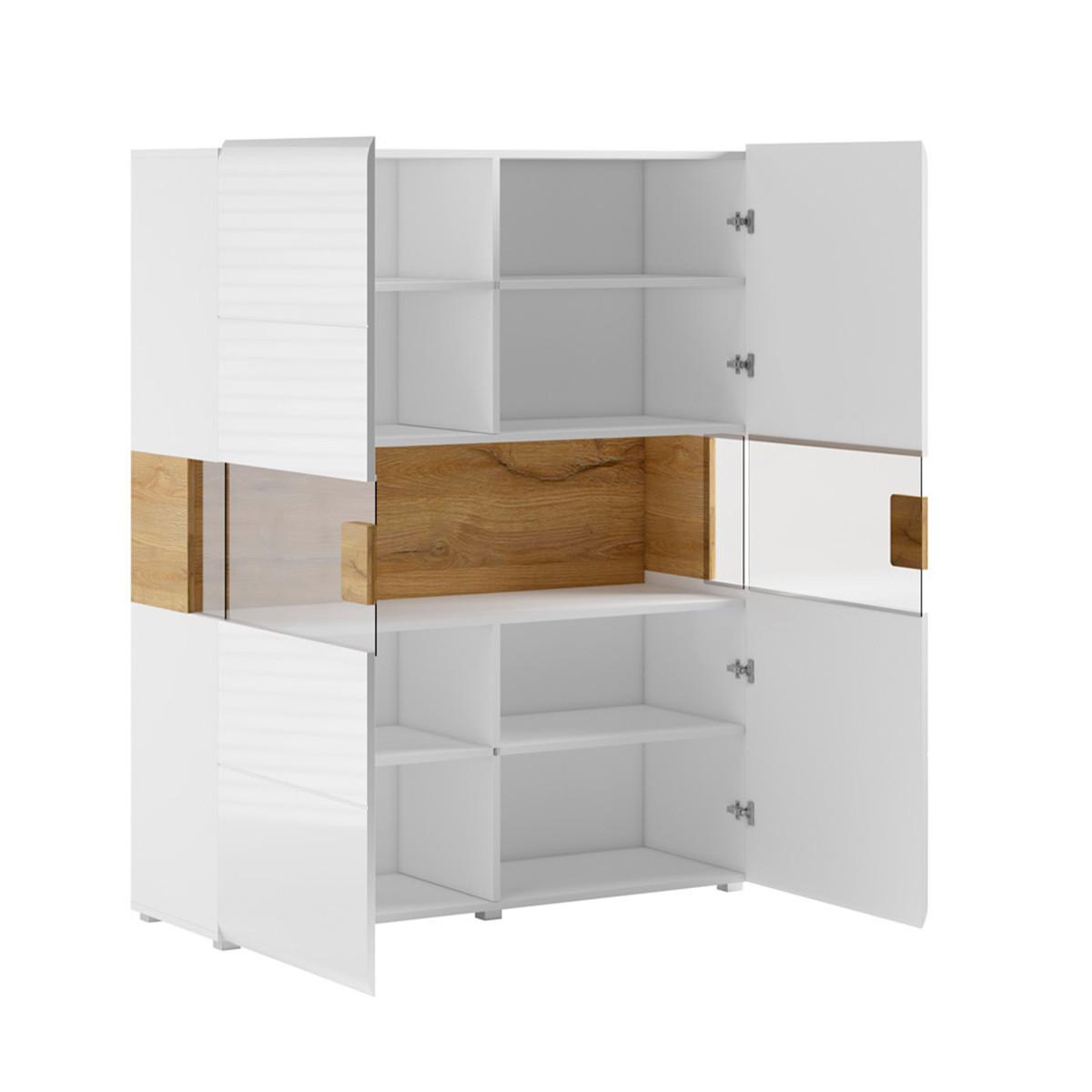 GESCHIRRSCHRANK Jules Weiß und Holz - Weiß, Holzwerkstoff (122/152/39cm) - Petits-meubles