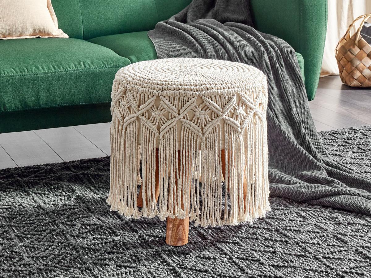 HOCKER Beige Nawabad - Beige/Braun, Naturmaterialien (40/40/40cm) - Beliani