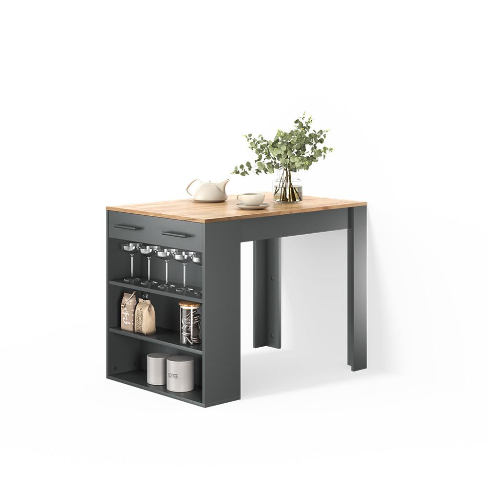 ESSTISCH Regusa Anthrazit/Goldkraft Eiche 67 x 100 cm - Honigeiche/Anthrazit, Holzwerkstoff (100/67/77.5cm) - Livinity®