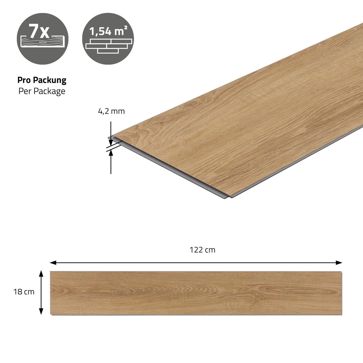 VINYLBODEN Click 6,16m²/28 Dielen Sandbar Eiche - Braun, Kunststoff (122/18/0.42cm) - ML-DESIGN