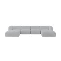 WOHNLANDSCHAFT MIRA-U2 408x179x70 Grau Cord - Blaugrau/Schwarz, Holzwerkstoff/Kunststoff (408/70/179cm) - ALTDECOR
