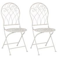 GARTENSTUHL 2er-Set Metall cremeweiß Stiffe - Weiß, Metall (40/95/46cm) - Beliani