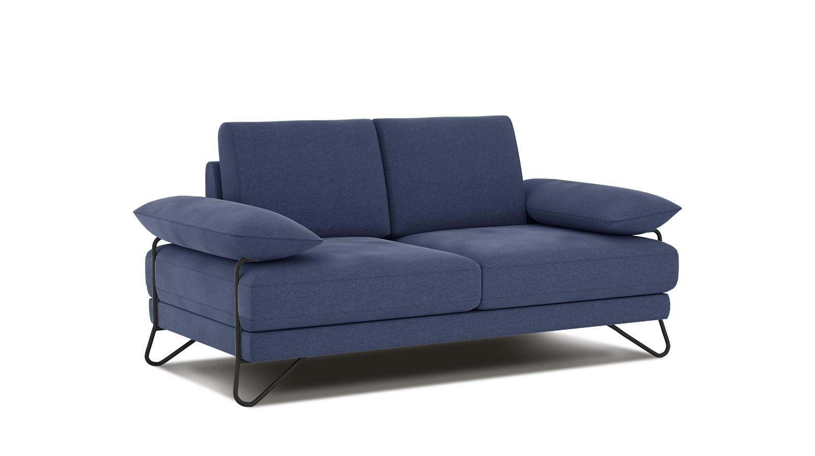SOFA LORI 2-Sitzer, blau - Blau/Schwarz, Holzwerkstoff/Textil (185/87/96cm) - Wozimo
