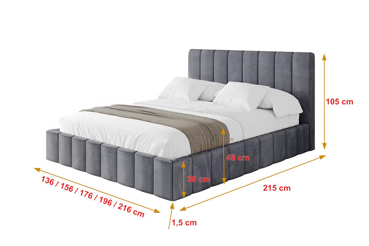 POLSTERBETT mit Bettkasten und Lattenrost, Bett mit Matratze H3/H4 - FINO 180x200 Dunkelgrau - Dunkelgrau, Holzwerkstoff/Textil (180/200cm) - ALTDECOR